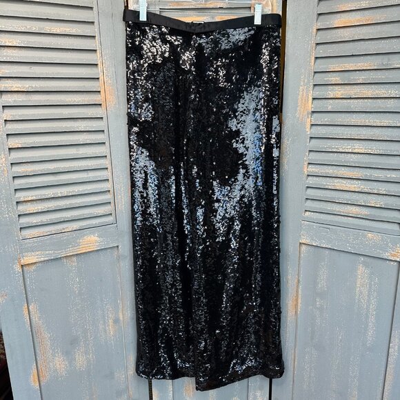 Proenza Schouler Sequin Wide Leg Karate Pants Black Sz S - Picture 7 of 15